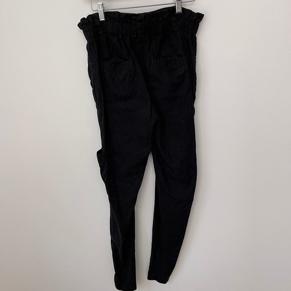 Anthropologie Elevenses Linen Blend Straight Leg Pants Black - Small - Picture 5 of 10